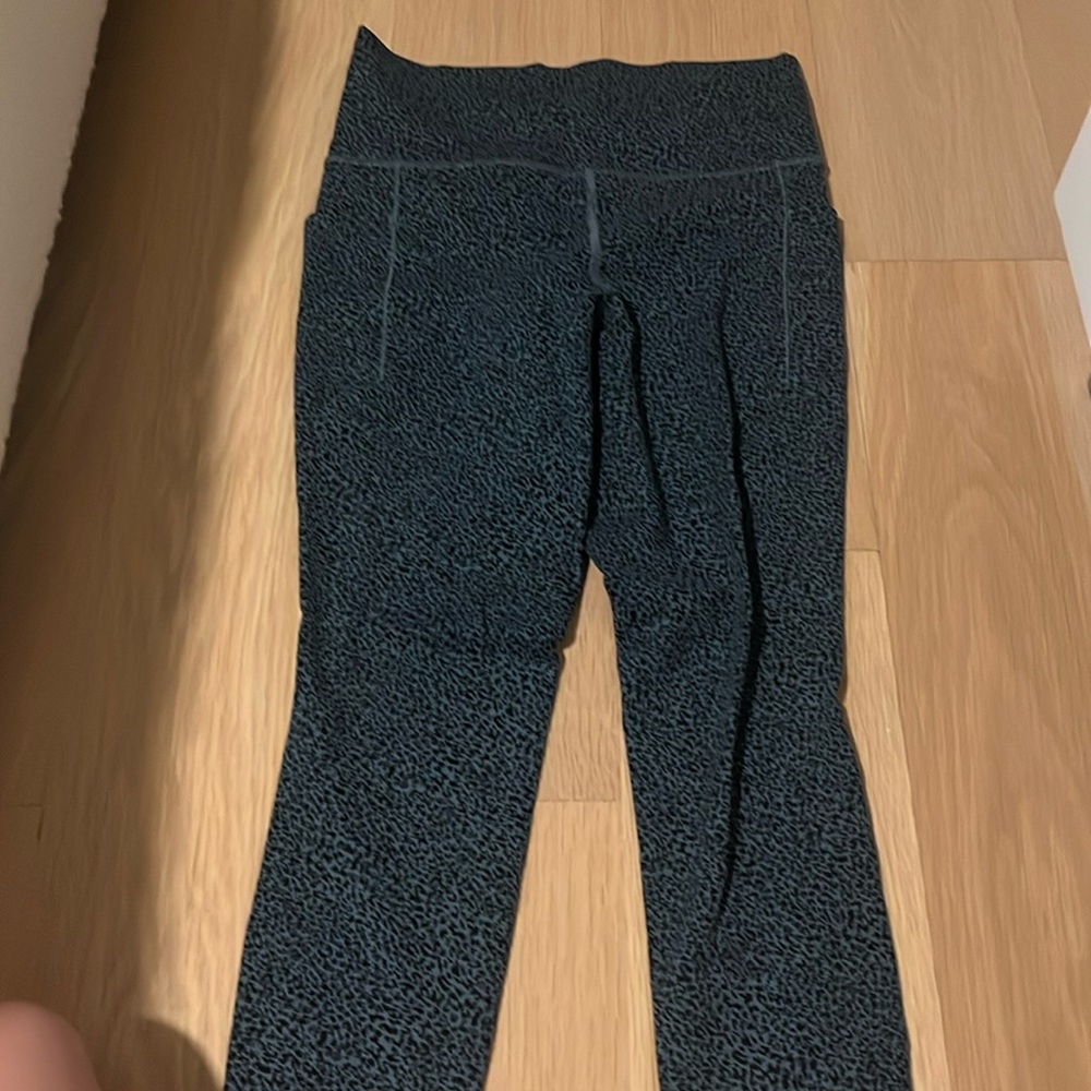 blue printed athleta leggings